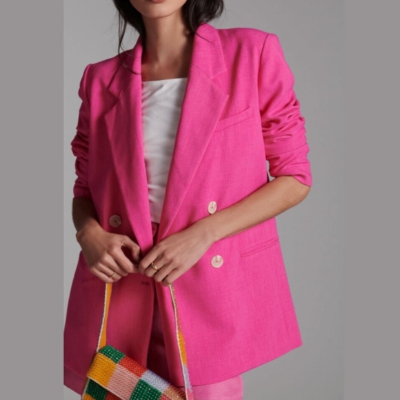 Anthropologie Jackets & Blazers - Anthropologie Maeve Double Breasted Pink Blazer